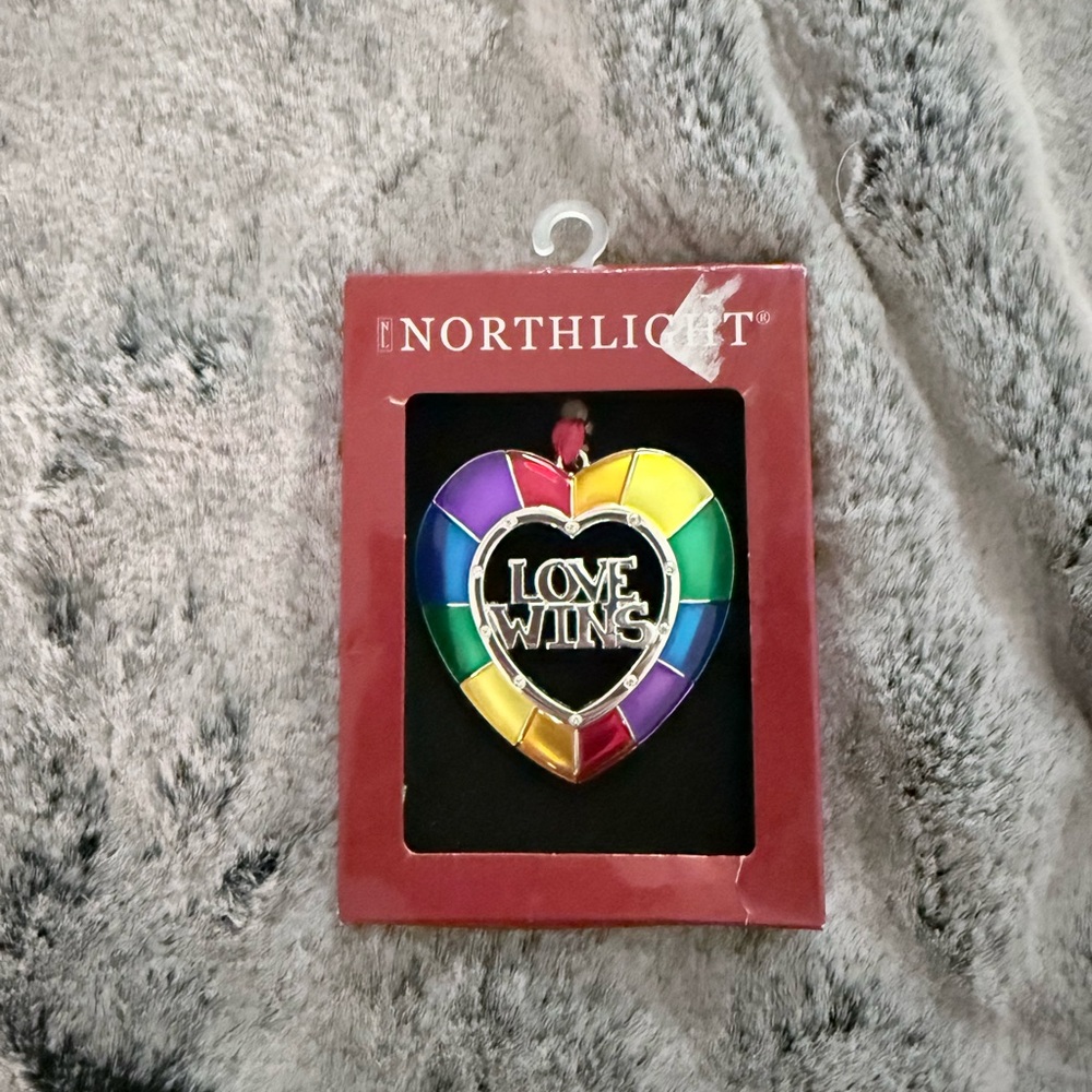 Love Wins Multicolor Heart Ornament